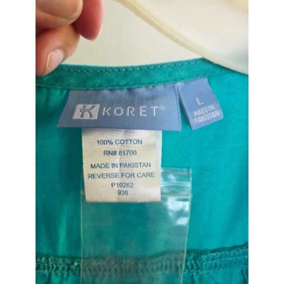NWOT Koret Women Teal Green 100% Cotton Denim Button Front Midi Dress size Large - Picture 5 of 7